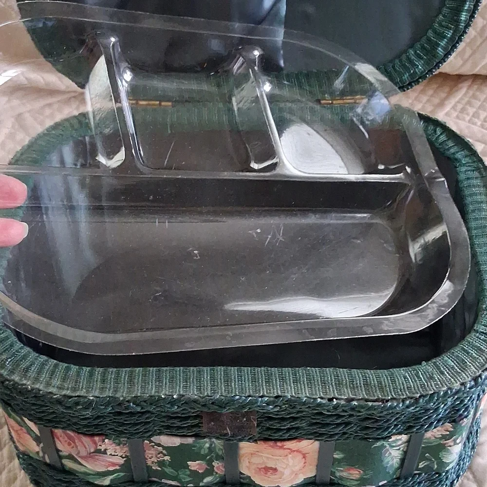 Vintage Floral & Wicker Sewing Basket